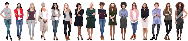 Bild mit unterschiedlich aussehenden Frauen